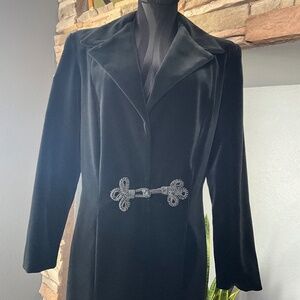 VTG Holiday Black Velvet Opera Long Coat Party Whimsigoth Evening Event Formal L
